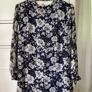 BLACK LONG SLEEVE FLORAL DRESS